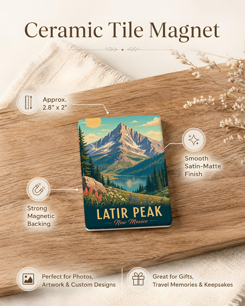 Latir Peak Fridge Magnet, Latir Peak Mountain Souvenir Magnet, New Mexico Outdoor Adventure Refrigerator Magnet