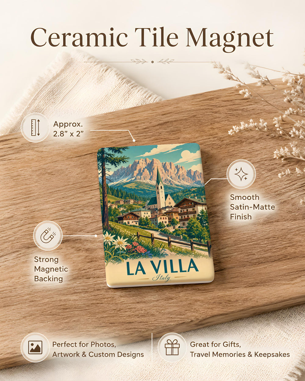 La Villa Italy Fridge Magnet, La Villa Italian Village Souvenir Magnet, Italy Travel Gift, Italian Town Keepsake Magnet
