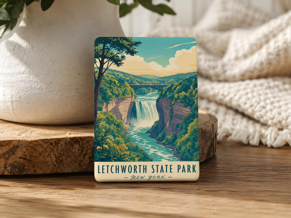 Letchworth State Park Fridge Magnet, New York Park Souvenir, Scenic Gorge & Waterfall Travel Magnet Gift