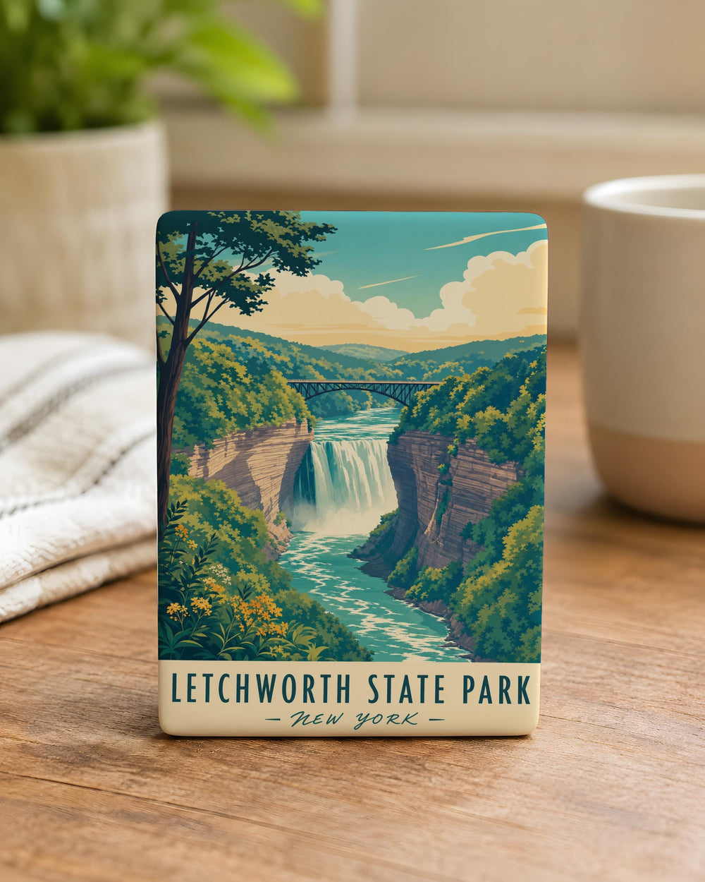 Letchworth State Park Fridge Magnet, New York Park Souvenir, Scenic Gorge & Waterfall Travel Magnet Gift