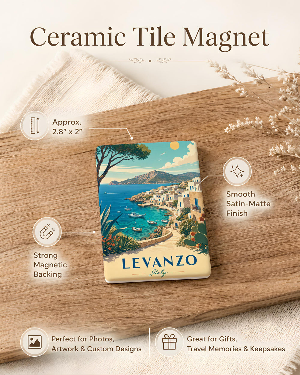 Levanzo Italy Fridge Magnet, Levanzo Island Sicily Souvenir Magnet, Italian Travel Keepsake, Mediterranean Island Gift