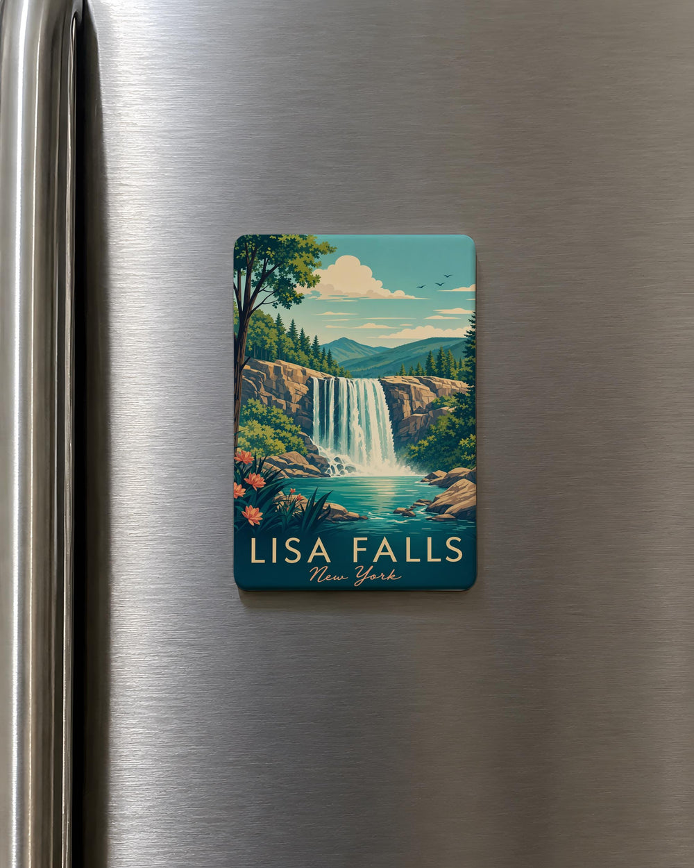 Lisa Falls Waterfall Fridge Magnet, Utah Canyon Stream Souvenir Magnet, Nature Hiking Travel Keepsake Gift