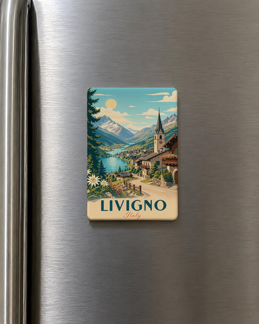 Livigno Italy Fridge Magnet, Livigno Souvenir Magnet, Italian Alps Travel Keepsake, Italy Mountain Town Landmark Magnet