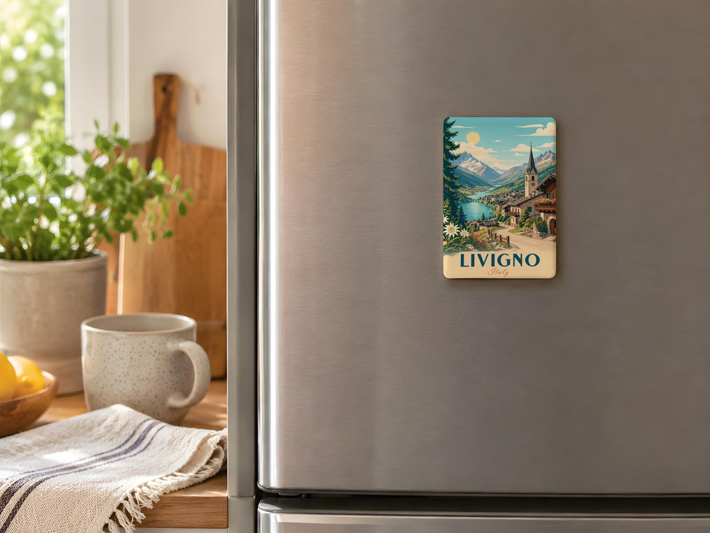 Livigno Italy Fridge Magnet, Livigno Souvenir Magnet, Italian Alps Travel Keepsake, Italy Mountain Town Landmark Magnet