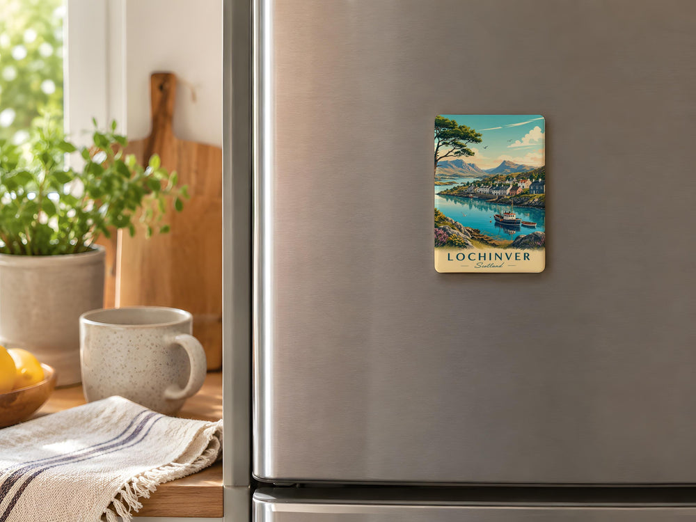 Lochinver Scotland Fridge Magnet, Lochinver Village Souvenir, Scottish Highlands Travel Gift, Scotland Keepsake Magnet