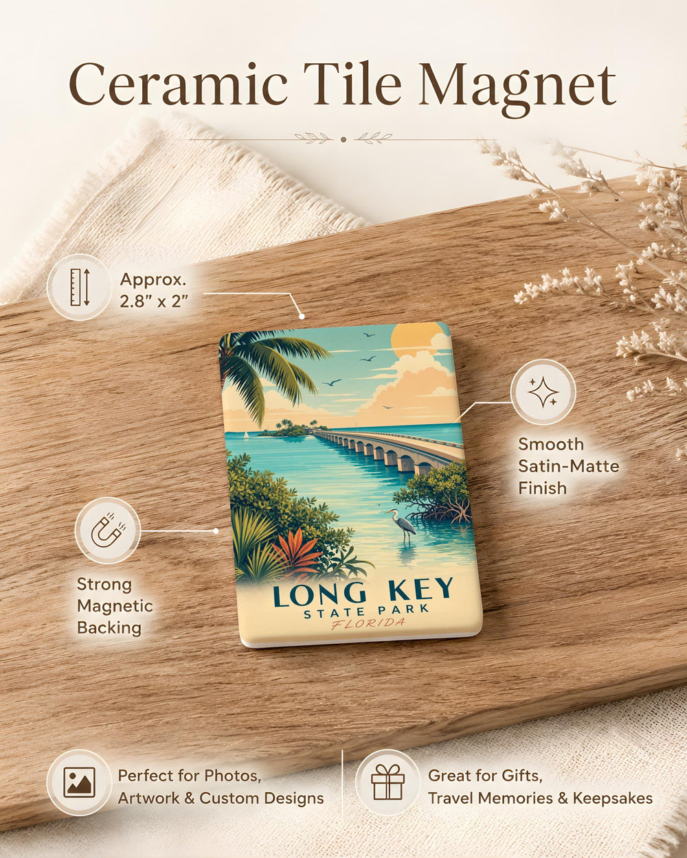 Long Key State Park Fridge Magnet, Florida Keys Souvenir Magnet, Beach and Coastal Nature Travel Gift