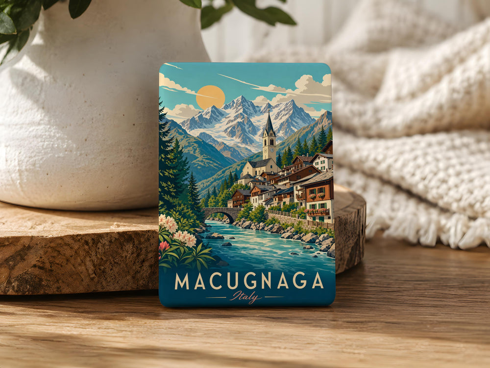 Macugnaga Italy Fridge Magnet, Alpine Village Souvenir, Monte Rosa Mountain Travel Keepsake, Italian Alps Landmark Gift