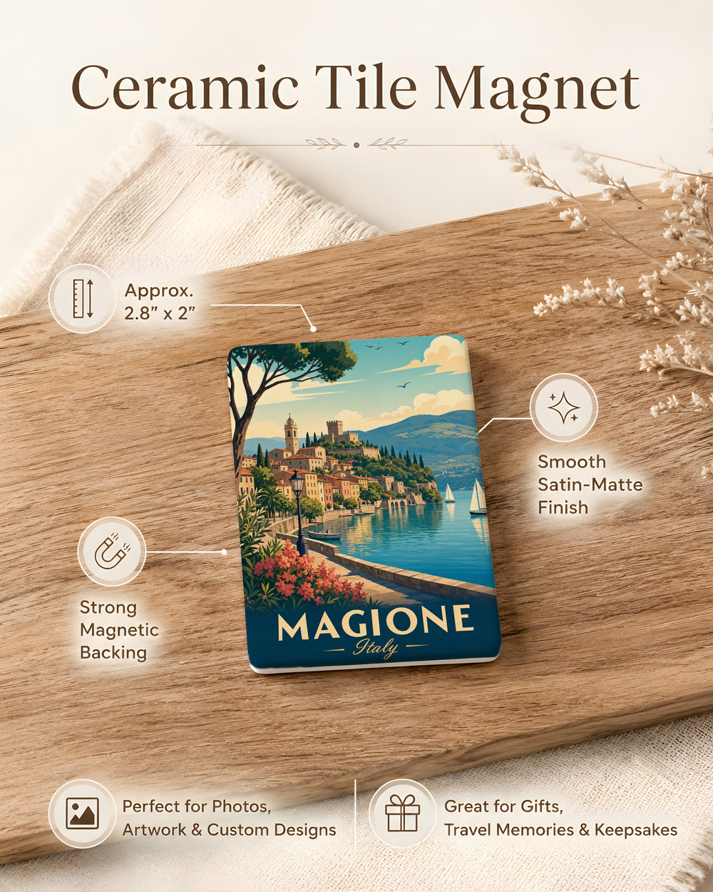 Magione Italy Fridge Magnet, Magione Travel Souvenir, Umbria Italy Landmark Magnet, Italian Town Keepsake Magnet