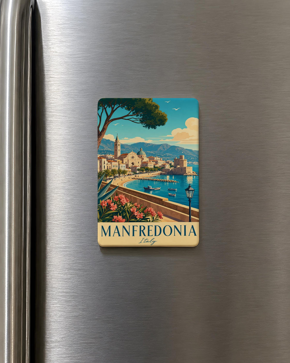 Manfredonia Italy Fridge Magnet, Manfredonia Souvenir Magnet, Italy Travel Gift, Apulia Puglia Coastal Town Keepsake Magnet