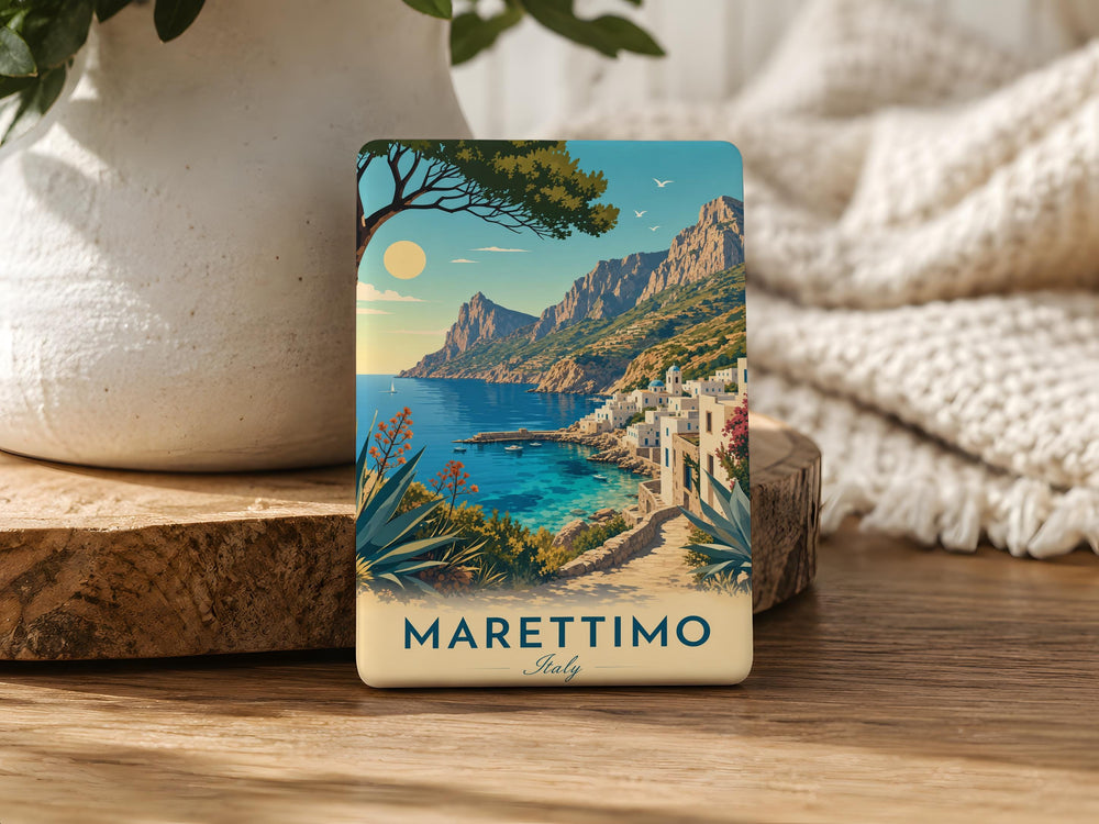 Marettimo Italy Fridge Magnet, Marettimo Island Sicily Souvenir Magnet, Italian Travel Keepsake, Coastal Island Landmark Gift