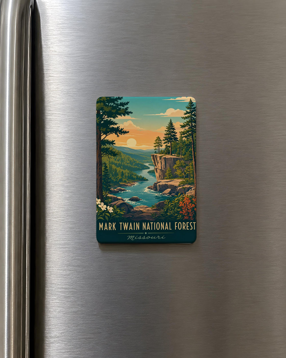 Mark Twain National Forest Fridge Magnet, Missouri National Forest Souvenir, Hiking Camping Nature Travel Keepsake Magnet