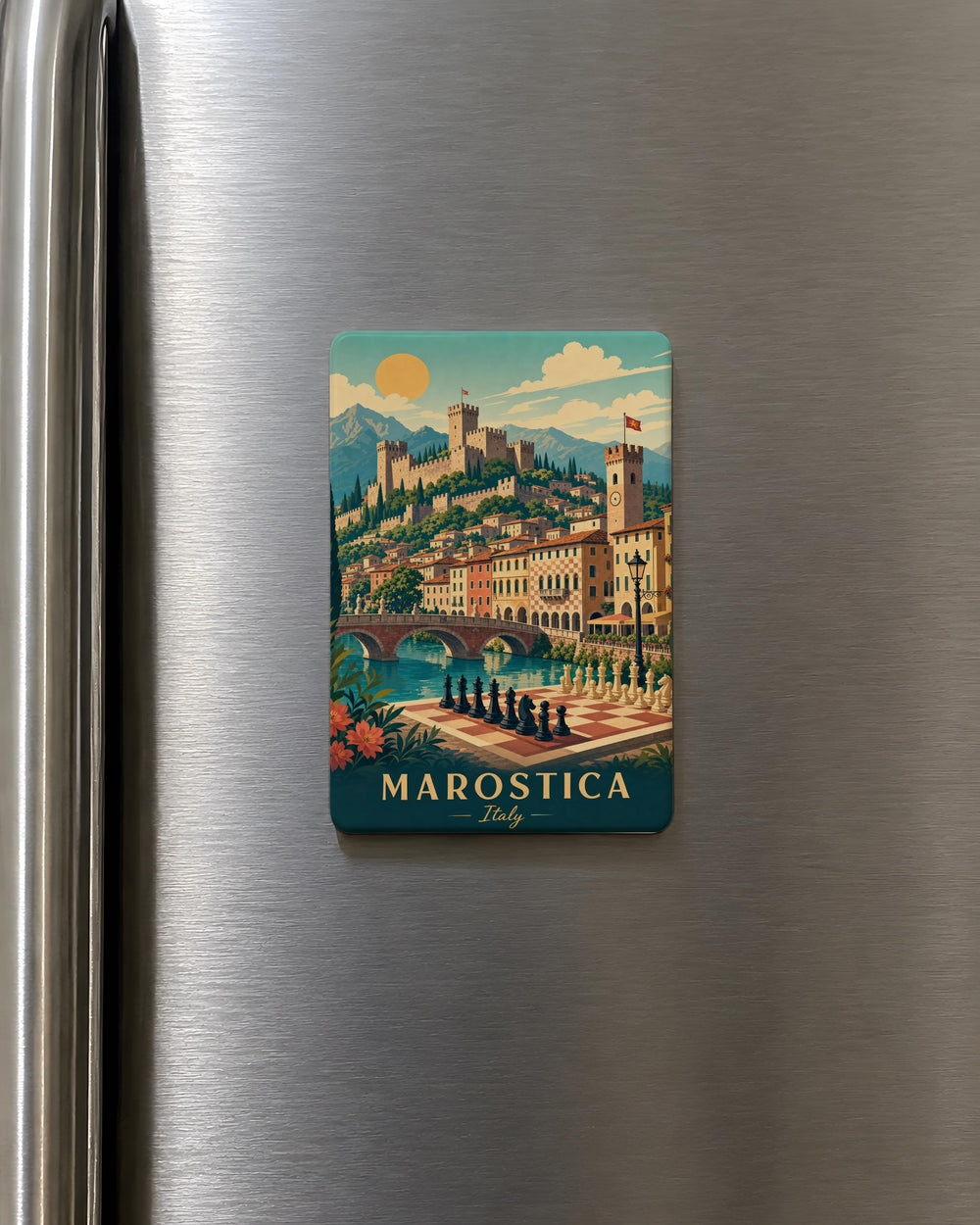 Marostica Town Fridge Magnet, Marostica Italy Travel Souvenir Magnet, Historic Walled Town Landmark Magnet, Veneto Gift