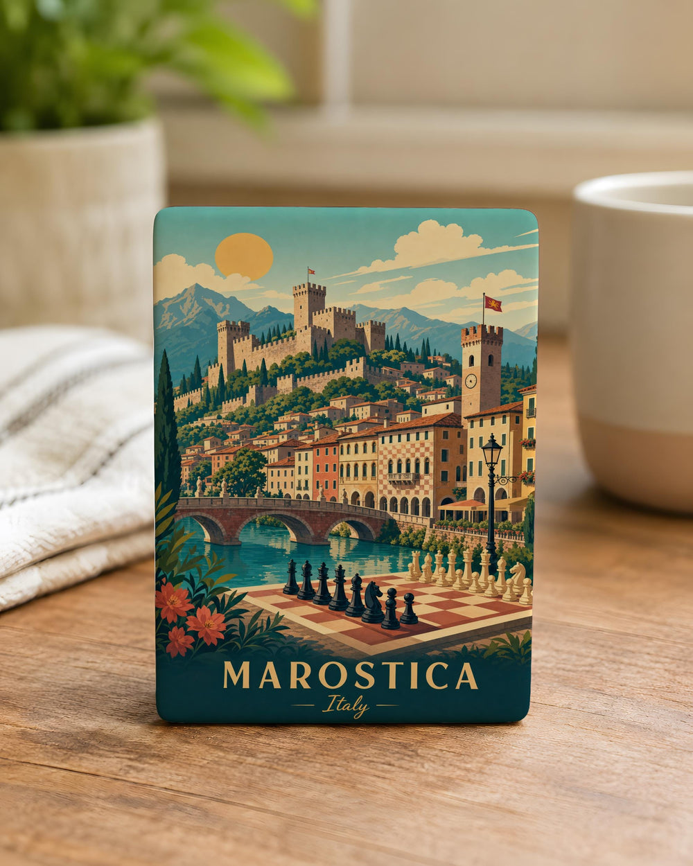 Marostica Town Fridge Magnet, Marostica Italy Travel Souvenir Magnet, Historic Walled Town Landmark Magnet, Veneto Gift