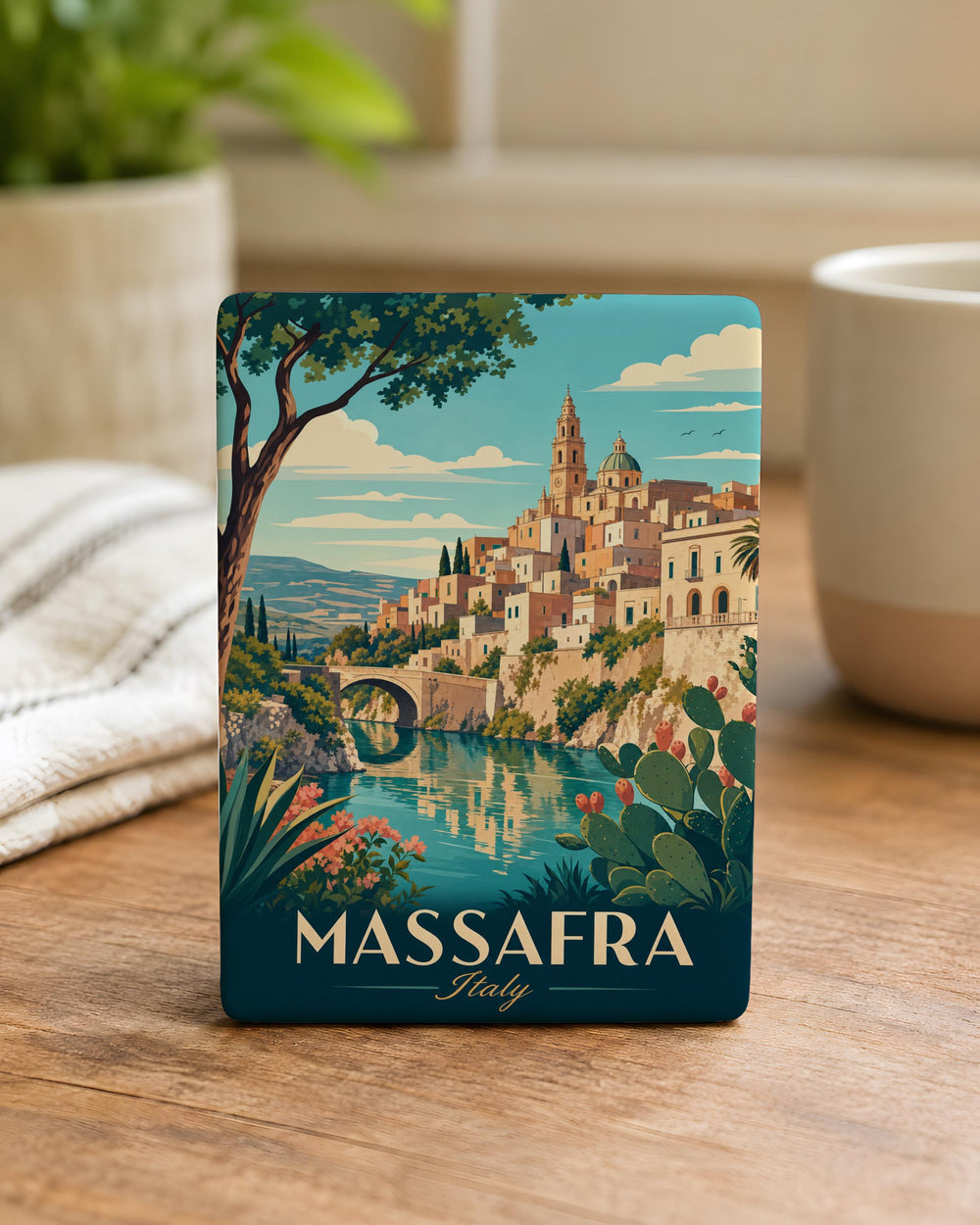 Massafra Italy Fridge Magnet, Massafra Souvenir Magnet, Puglia Travel Gift, Italian Town Landmark Refrigerator Magnet