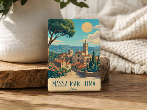 Massa Marittima Town Fridge Magnet, Tuscany Italy Travel Souvenir, Historic Hilltop Village Landmark Keepsake Magnet