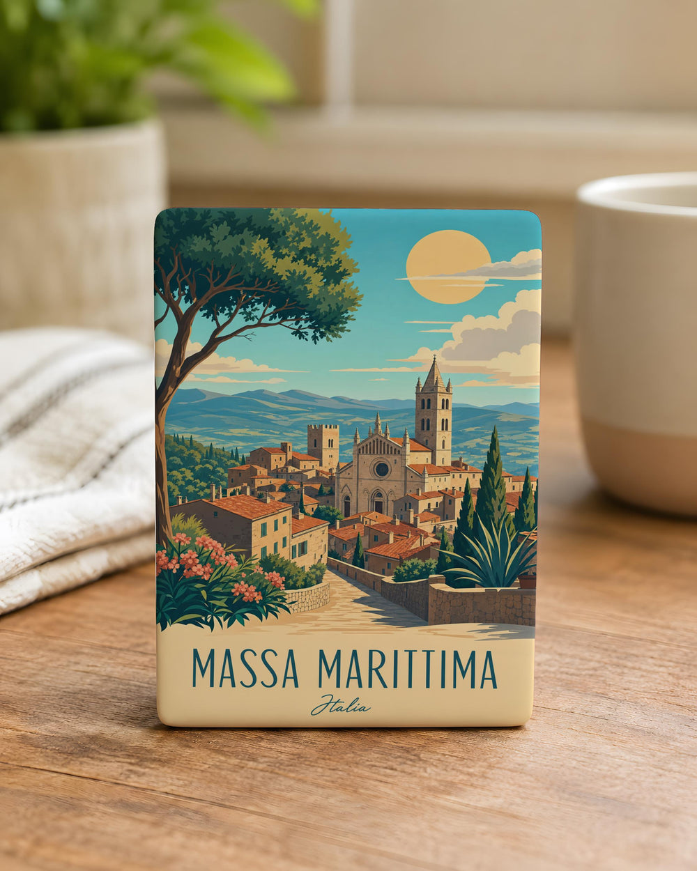 Massa Marittima Town Fridge Magnet, Tuscany Italy Travel Souvenir, Historic Hilltop Village Landmark Keepsake Magnet