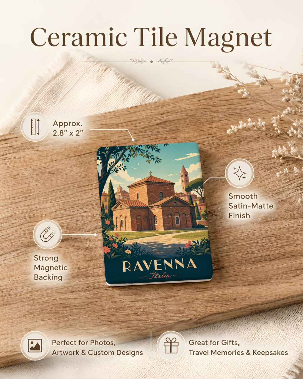 Mausoleum of Galla Placidia Fridge Magnet, Ravenna Italy Landmark Souvenir Magnet, Historic Byzantine Building Magnet