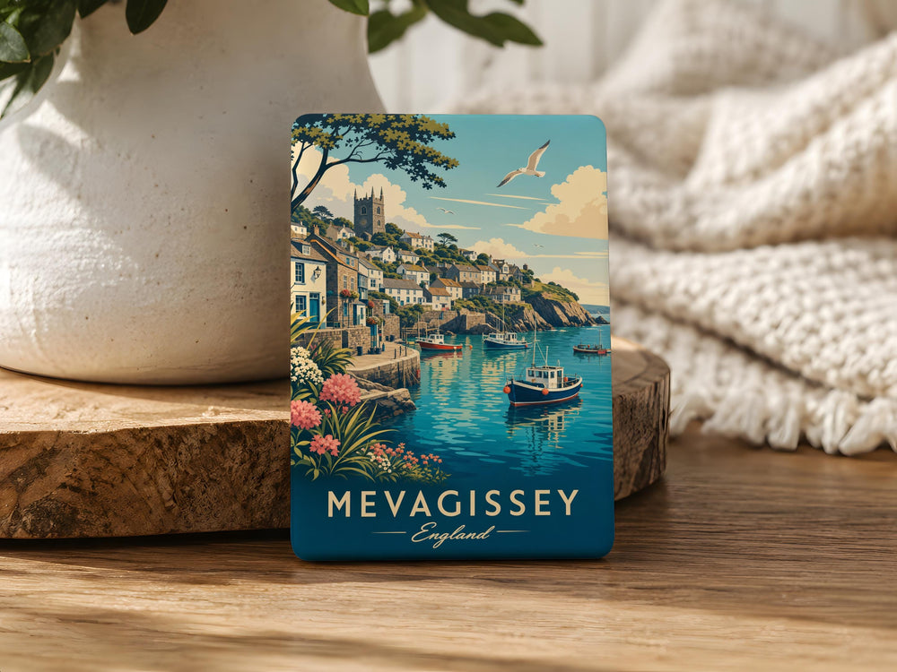 Mevagissey England Fridge Magnet, Mevagissey Cornwall Souvenir Magnet, Coastal Village Travel Keepsake Magnet