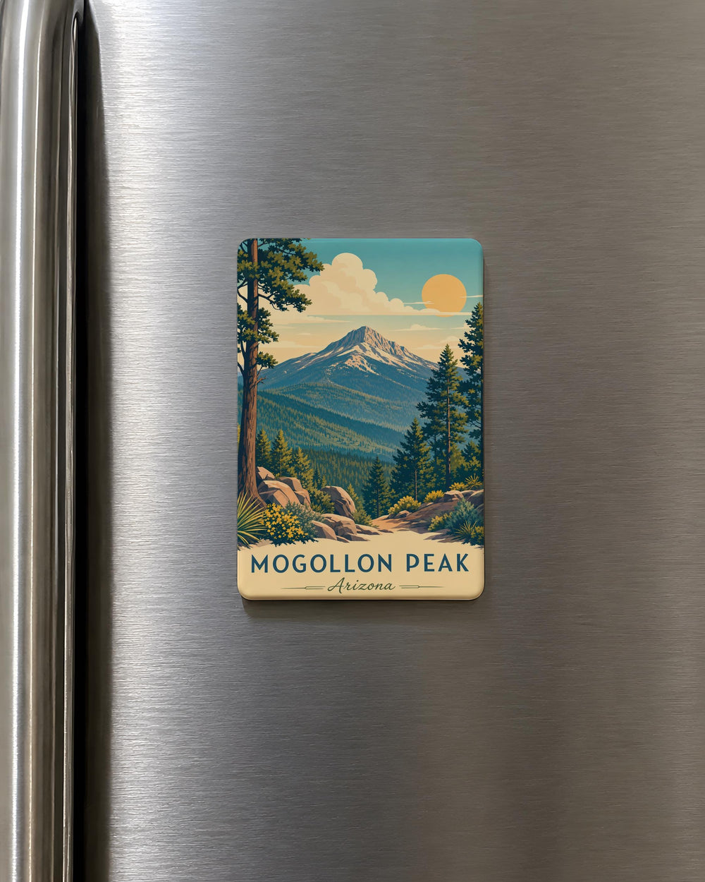 Mogollon Peak Fridge Magnet, Mogollon Mountains Souvenir, New Mexico Mountain Landmark Magnet, Hiking and Nature Travel Gift
