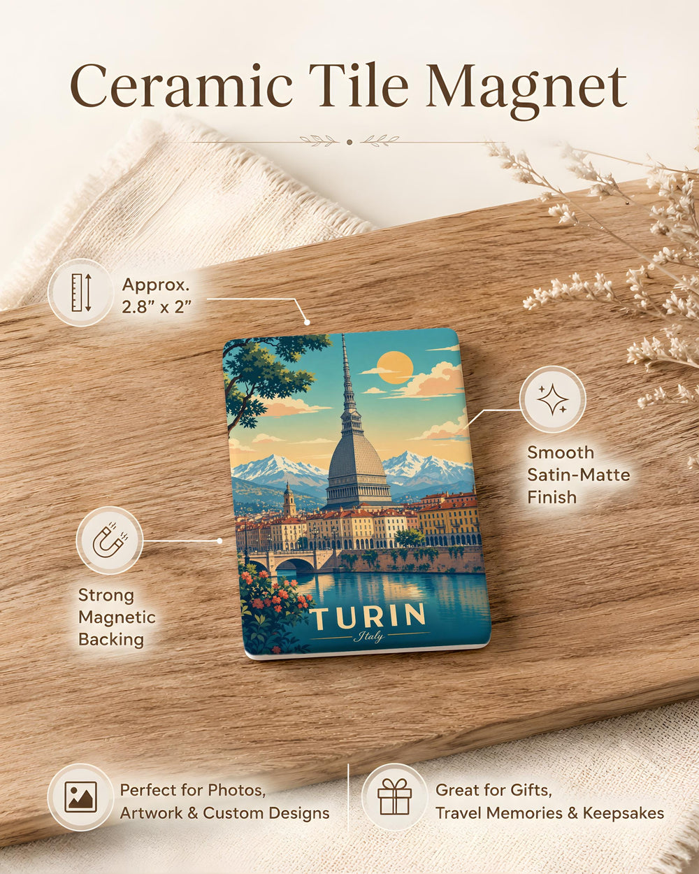 Mole Antonelliana Fridge Magnet, Turin Italy Landmark Souvenir Magnet, Italian Architecture Travel Keepsake Magnet