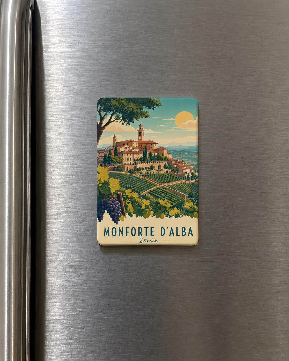 Monforte d'Alba Italy Fridge Magnet, Piemonte Travel Souvenir, Monforte d'Alba Town Keepsake Magnet