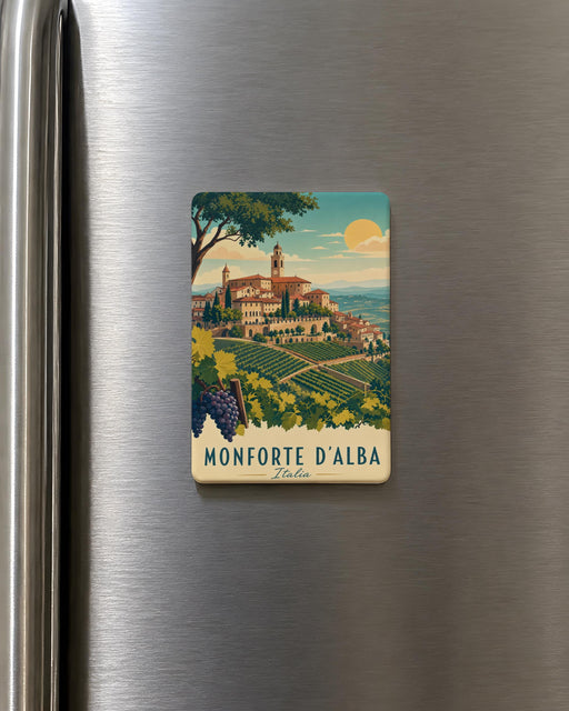 Monforte d'Alba Italy Fridge Magnet, Piemonte Travel Souvenir, Monforte d'Alba Town Keepsake Magnet