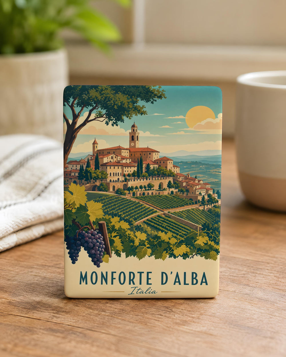 Monforte d'Alba Italy Fridge Magnet, Piemonte Travel Souvenir, Monforte d'Alba Town Keepsake Magnet