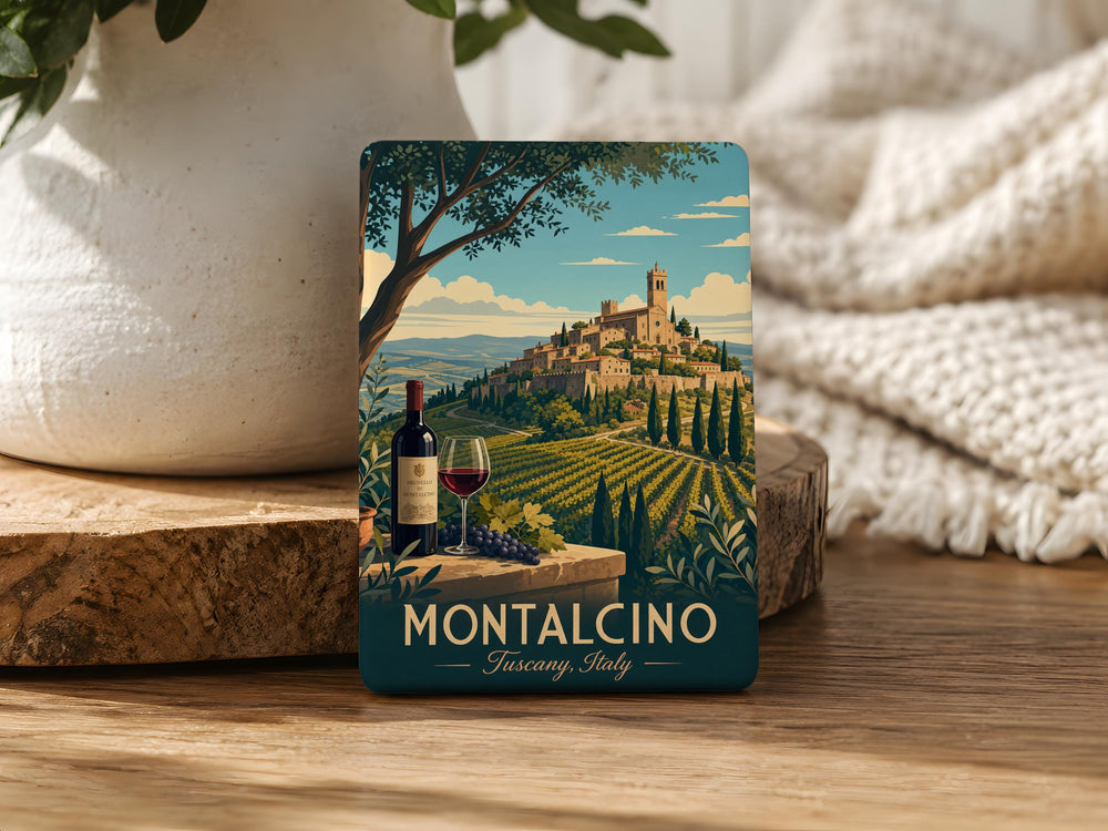 Montalcino Region Fridge Magnet, Tuscany Italy Travel Souvenir, Montalcino Map Magnet, Italian Wine Country Kitchen Magnet