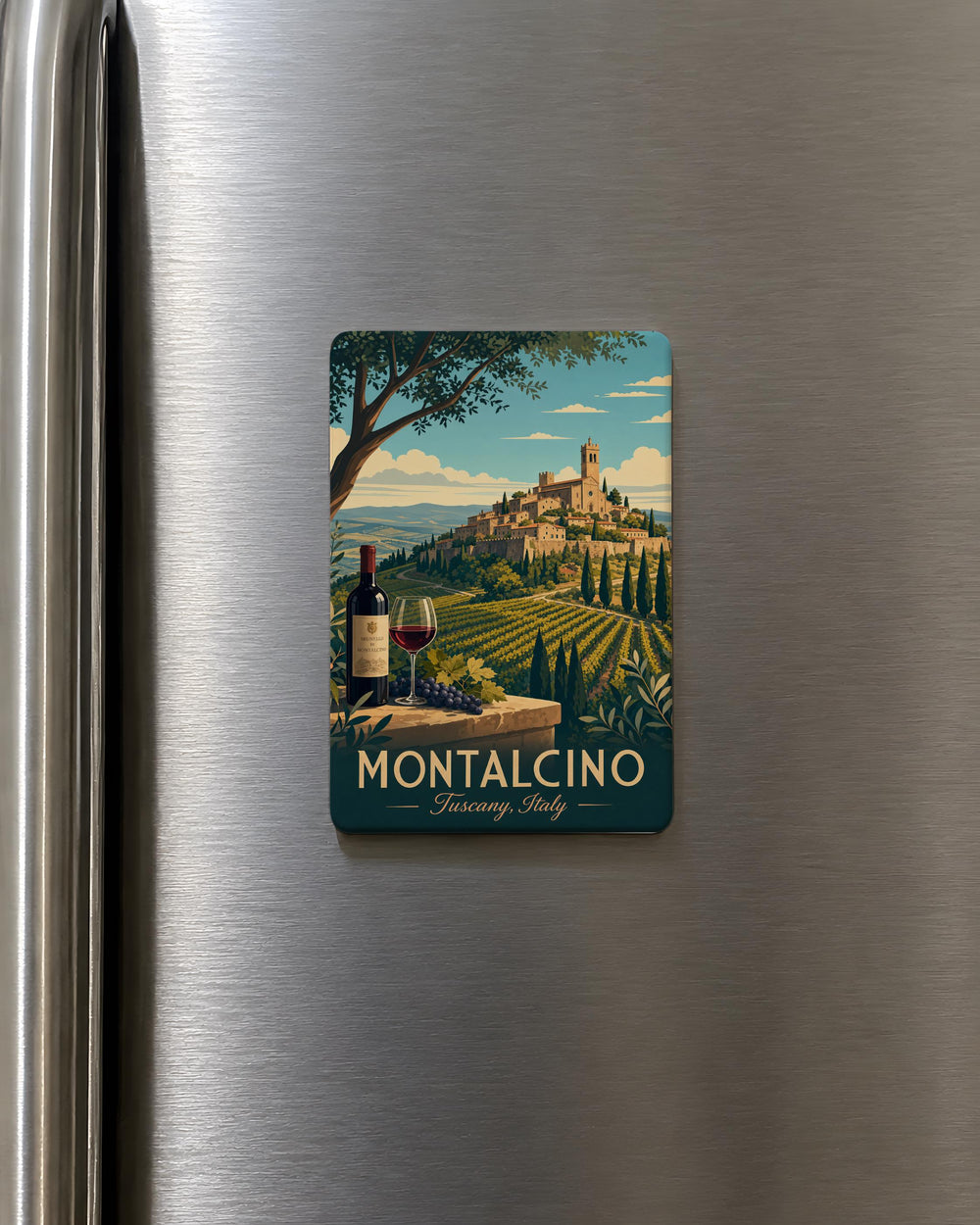 Montalcino Region Fridge Magnet, Tuscany Italy Travel Souvenir, Montalcino Map Magnet, Italian Wine Country Kitchen Magnet