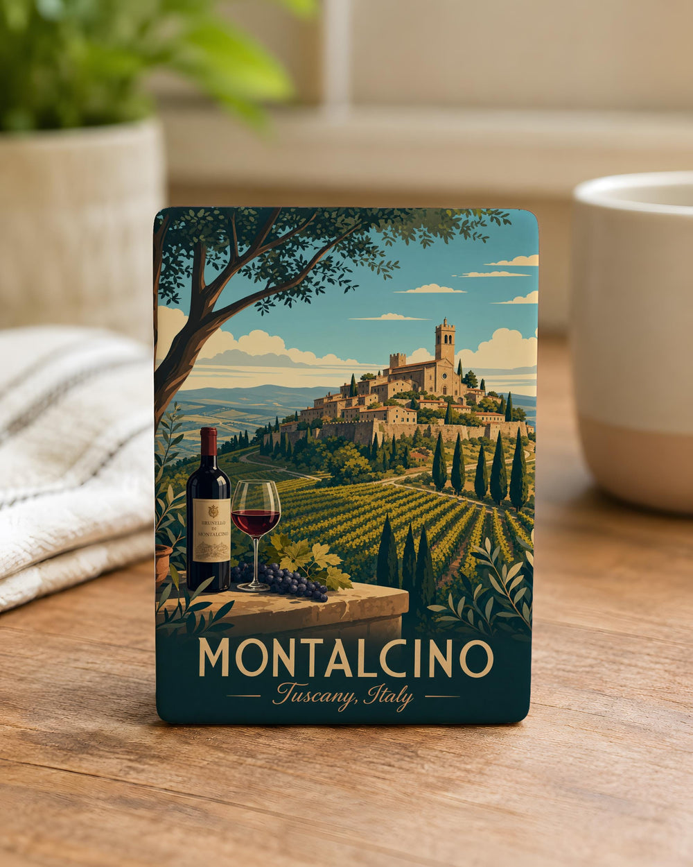 Montalcino Region Fridge Magnet, Tuscany Italy Travel Souvenir, Montalcino Map Magnet, Italian Wine Country Kitchen Magnet