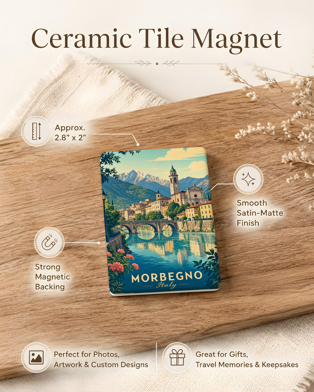 Morbegno Italy Fridge Magnet, Morbegno Souvenir Magnet, Italy Travel Gift, Lombardy Keepsake, Italian Town Magnet