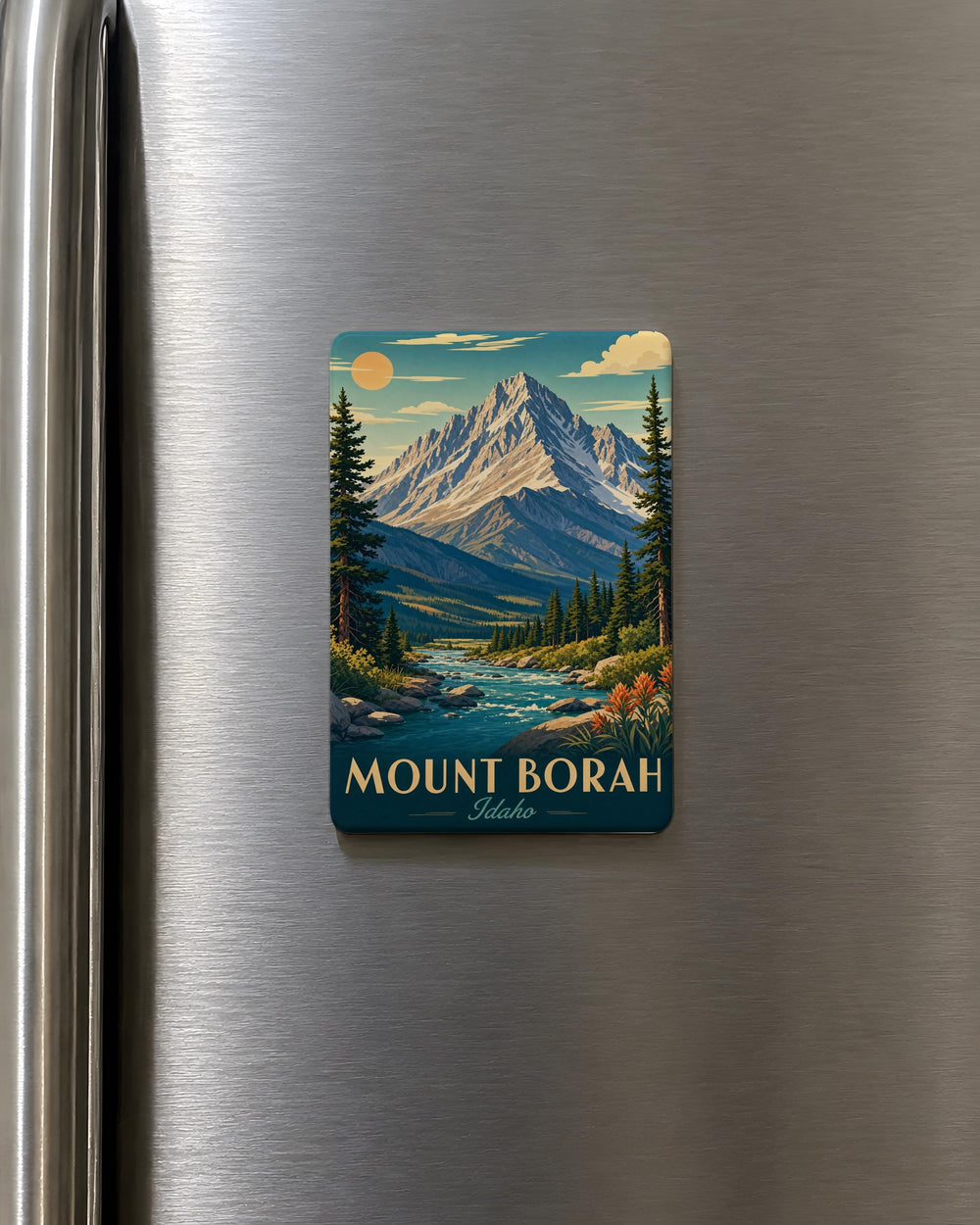 Mount Borah Idaho Fridge Magnet, Idaho Mountain Souvenir Magnet, Mount Borah Travel Gift, Idaho Landmark Refrigerator Magnet