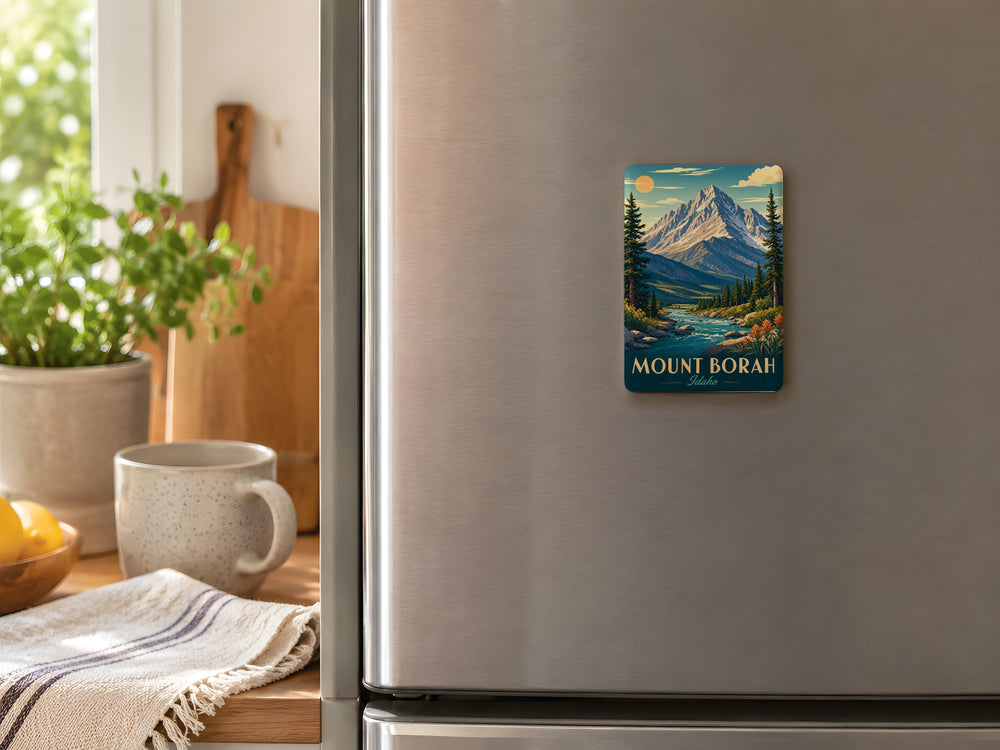 Mount Borah Idaho Fridge Magnet, Idaho Mountain Souvenir Magnet, Mount Borah Travel Gift, Idaho Landmark Refrigerator Magnet