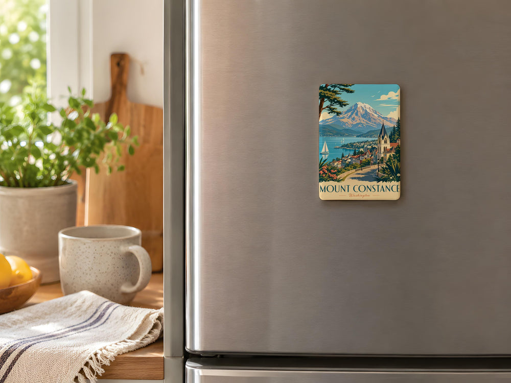 Mount Constance Fridge Magnet, Olympic Mountains Washington Souvenir, Scenic Peak Travel Keepsake, Pacific Northwest Gift