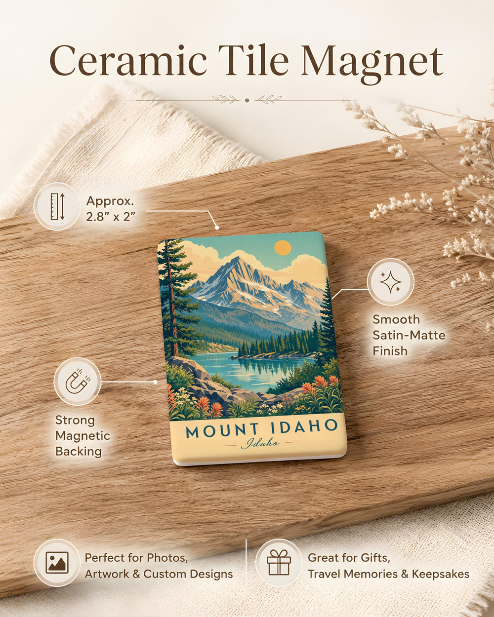 Mount Idaho Fridge Magnet, Mount Idaho Idaho Souvenir Magnet, Mountain Town Travel Keepsake, Idaho Gift for Hikers and Travelers