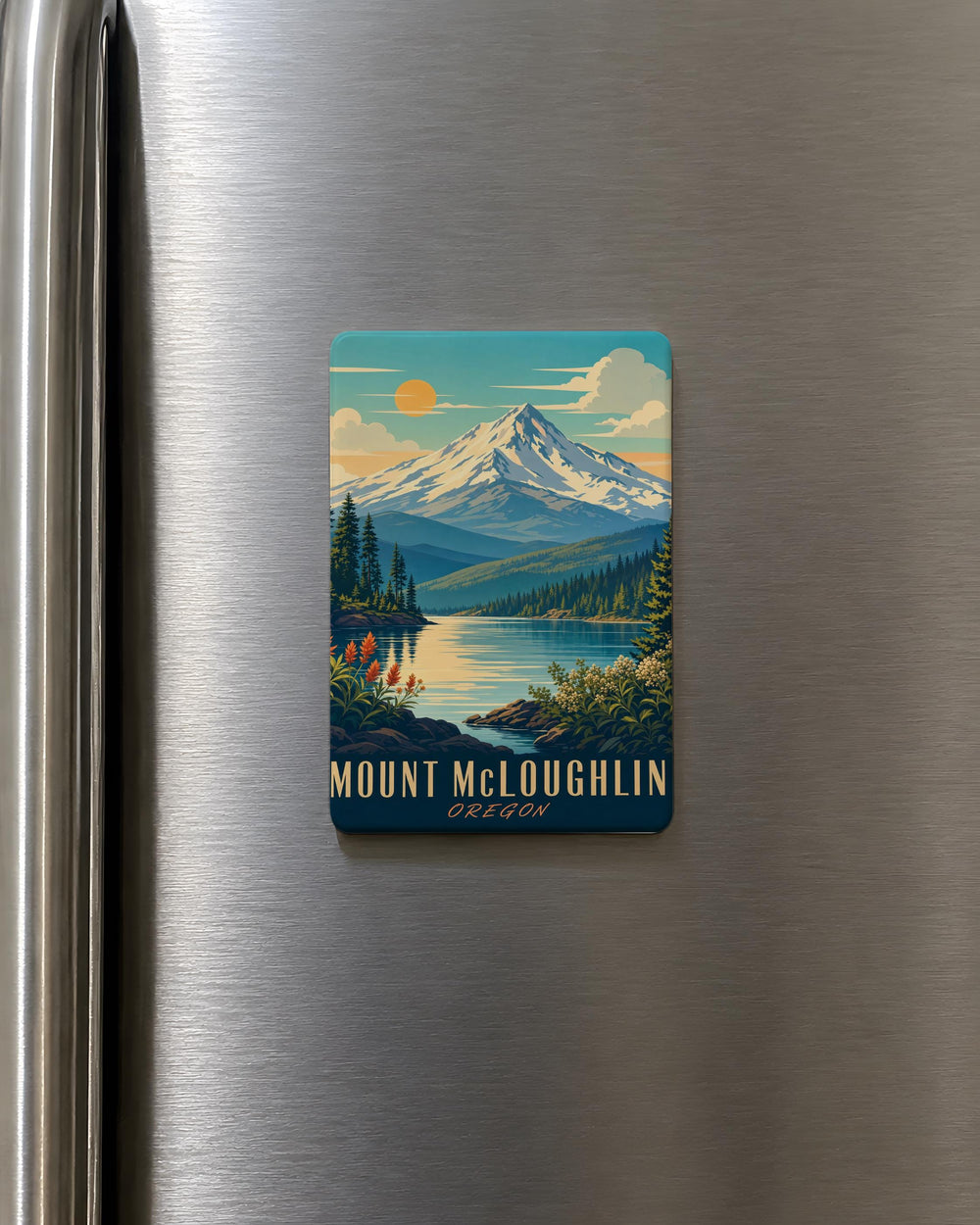 Mount McLoughlin Mountain Fridge Magnet, Oregon Cascade Range Peak Souvenir Magnet, Outdoor Nature Travel Gift