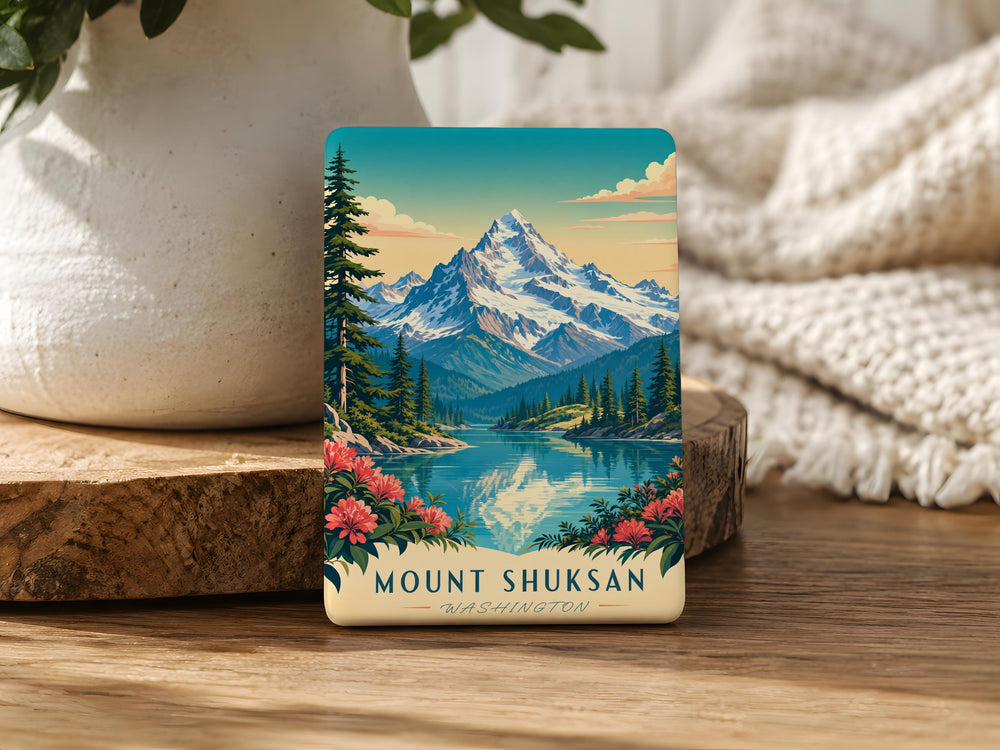 Mount Shuksan Fridge Magnet, Washington Mountain Landscape Souvenir, Pacific Northwest Nature Travel Gift