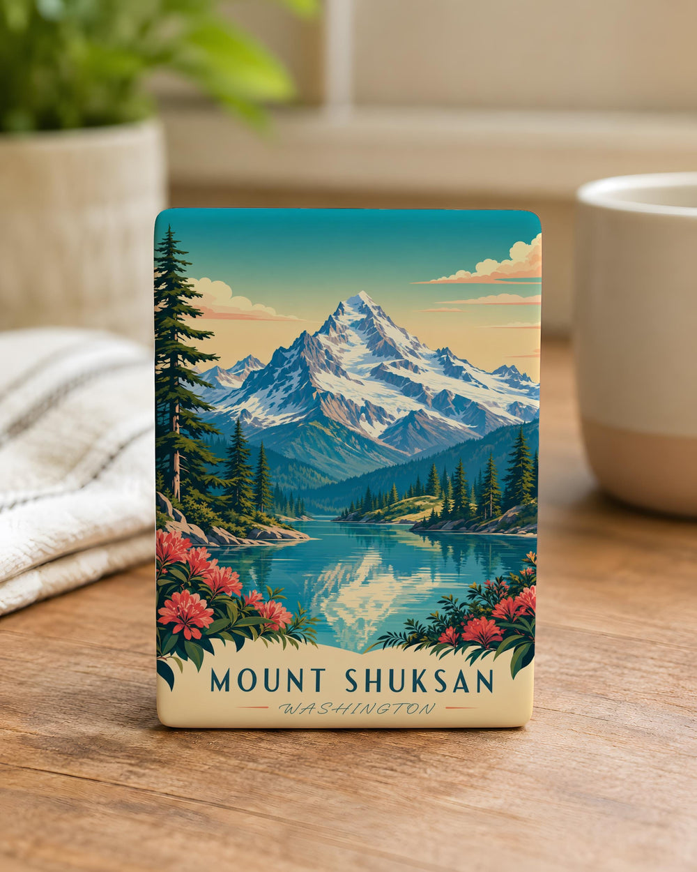 Mount Shuksan Fridge Magnet, Washington Mountain Landscape Souvenir, Pacific Northwest Nature Travel Gift
