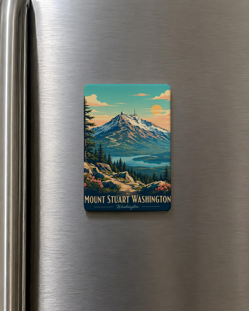 Mount Stuart Washington Fridge Magnet, Mount Stuart Mountain Souvenir, Washington State Cascade Range Travel Keepsake Magnet