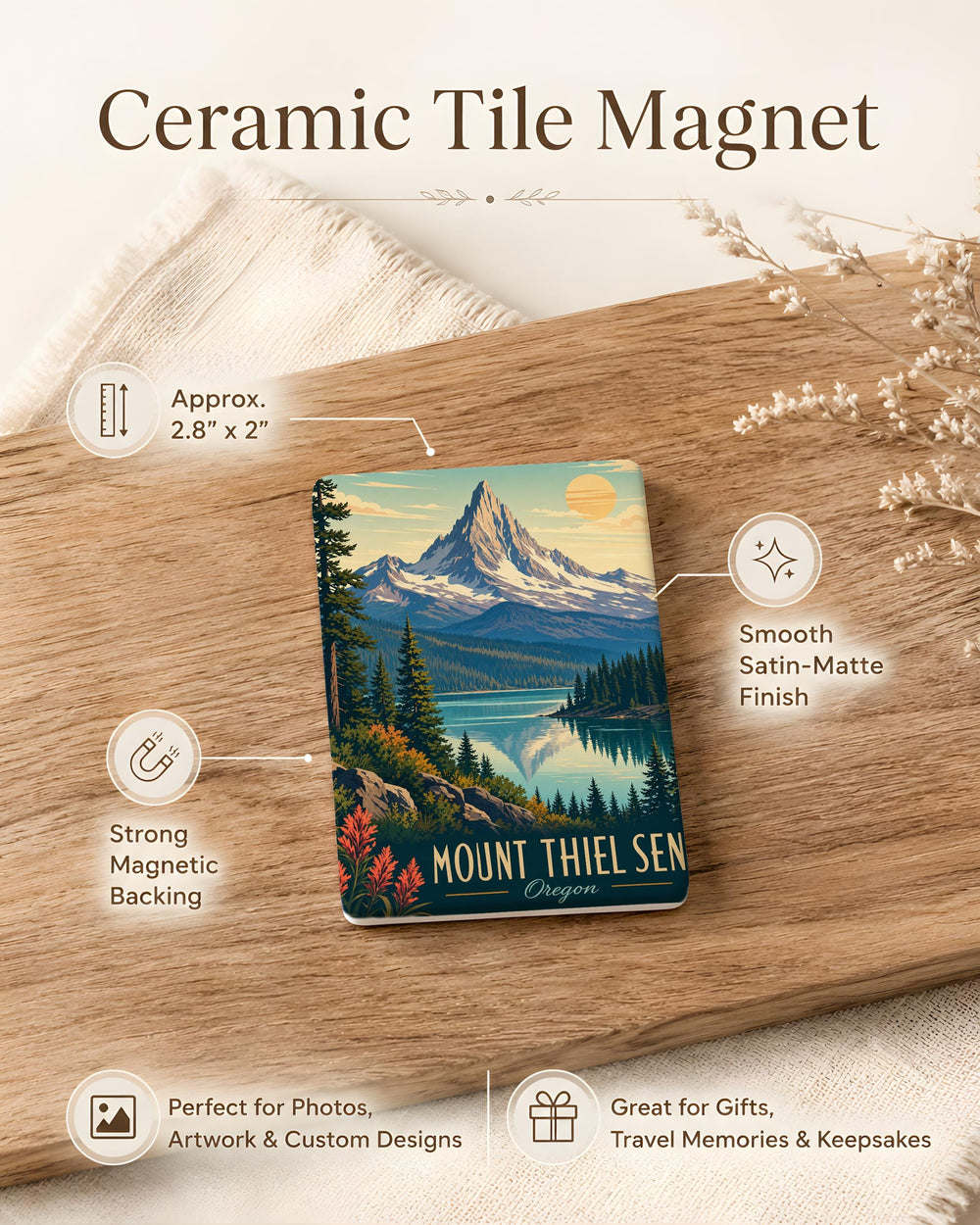 Mount Thielsen Oregon Fridge Magnet, Cascade Range Mountain Souvenir Magnet, PNW Travel Keepsake, Crater Lake Area Gift