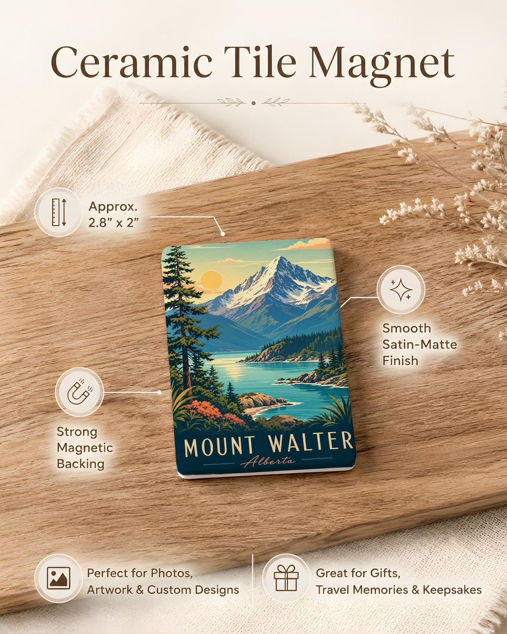 Mount Walter Fridge Magnet, Mountain Peak Landmark Souvenir Magnet, Outdoor Hiking Nature Travel Keepsake Gift