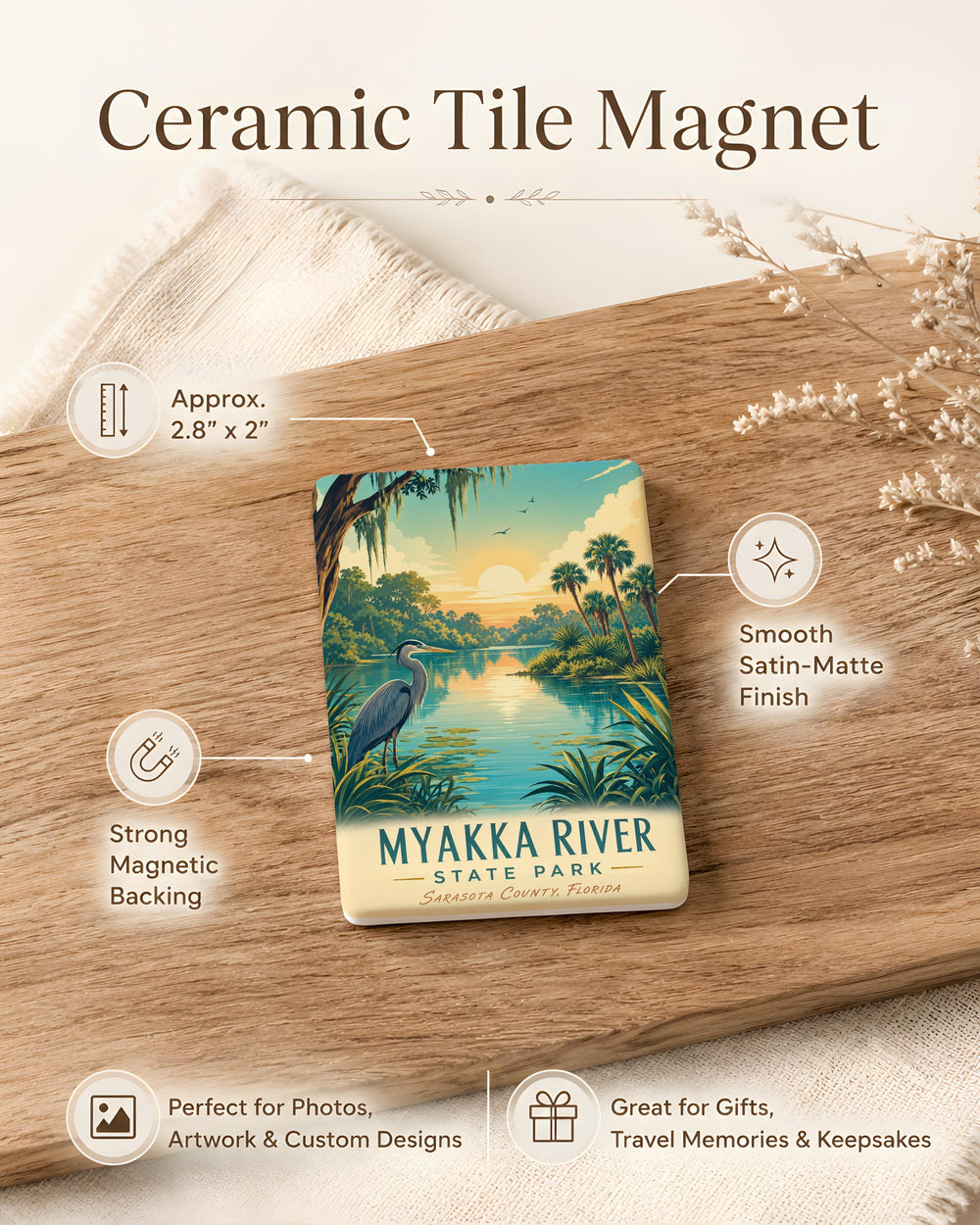 Myakka River State Park Fridge Magnet, Florida State Park Souvenir Magnet, Myakka River Nature Travel Keepsake Gift