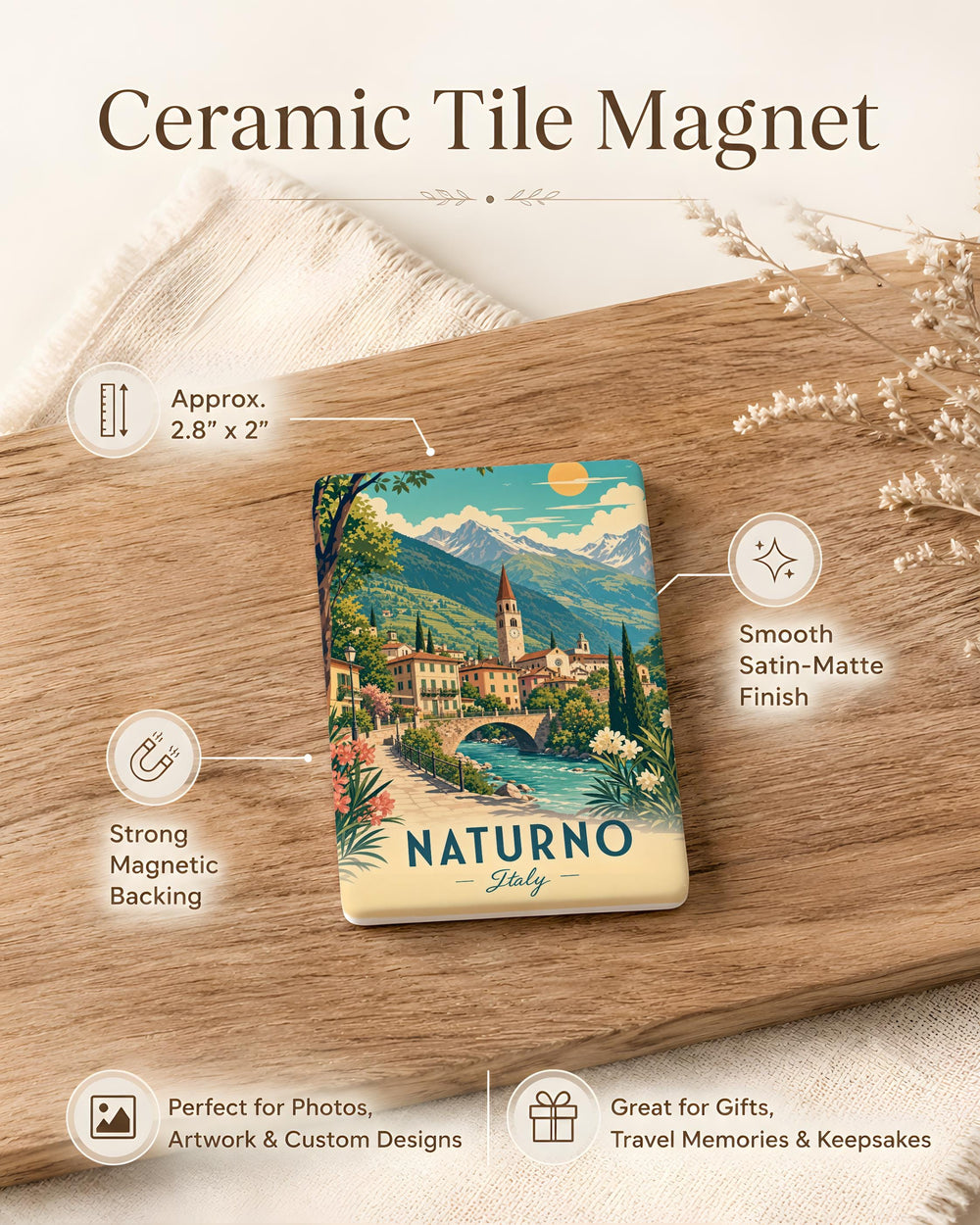 Naturno Italy Fridge Magnet, Naturno Souvenir Magnet, Italy Travel Gift, South Tyrol Keepsake Magnet, Italian Village Magnet
