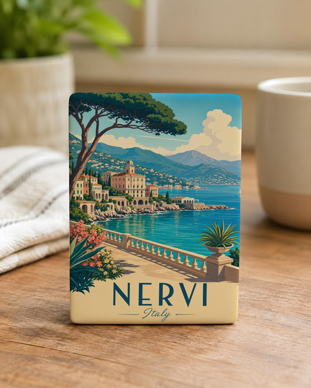 Nervi Italy Fridge Magnet, Nervi Genoa Travel Souvenir, Italian Riviera Coastal Landmark Magnet, Italy Vacation Keepsake Magnet