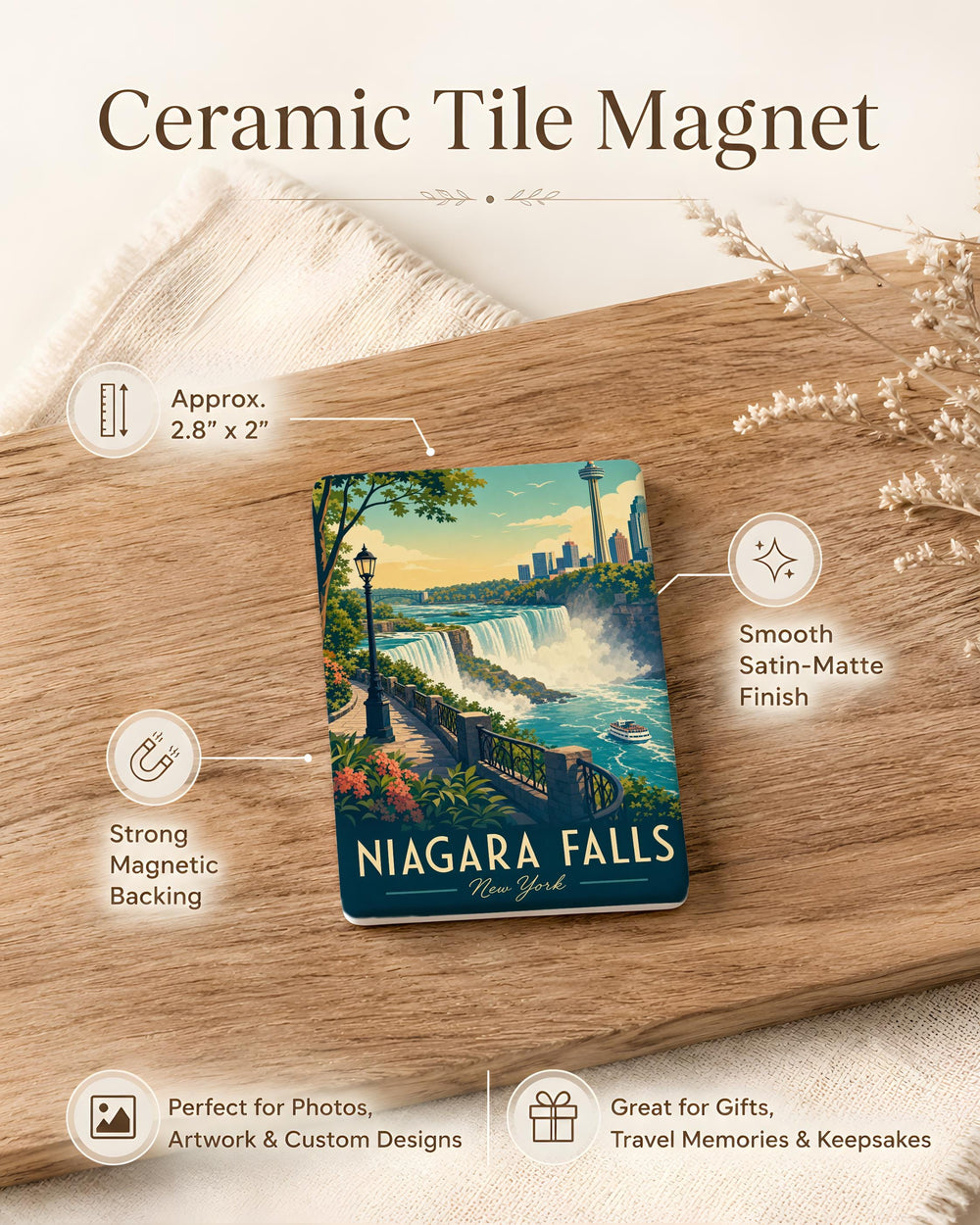 Niagara Falls State Park Fridge Magnet, Niagara Falls New York Souvenir Magnet, Waterfall Travel Keepsake Magnet