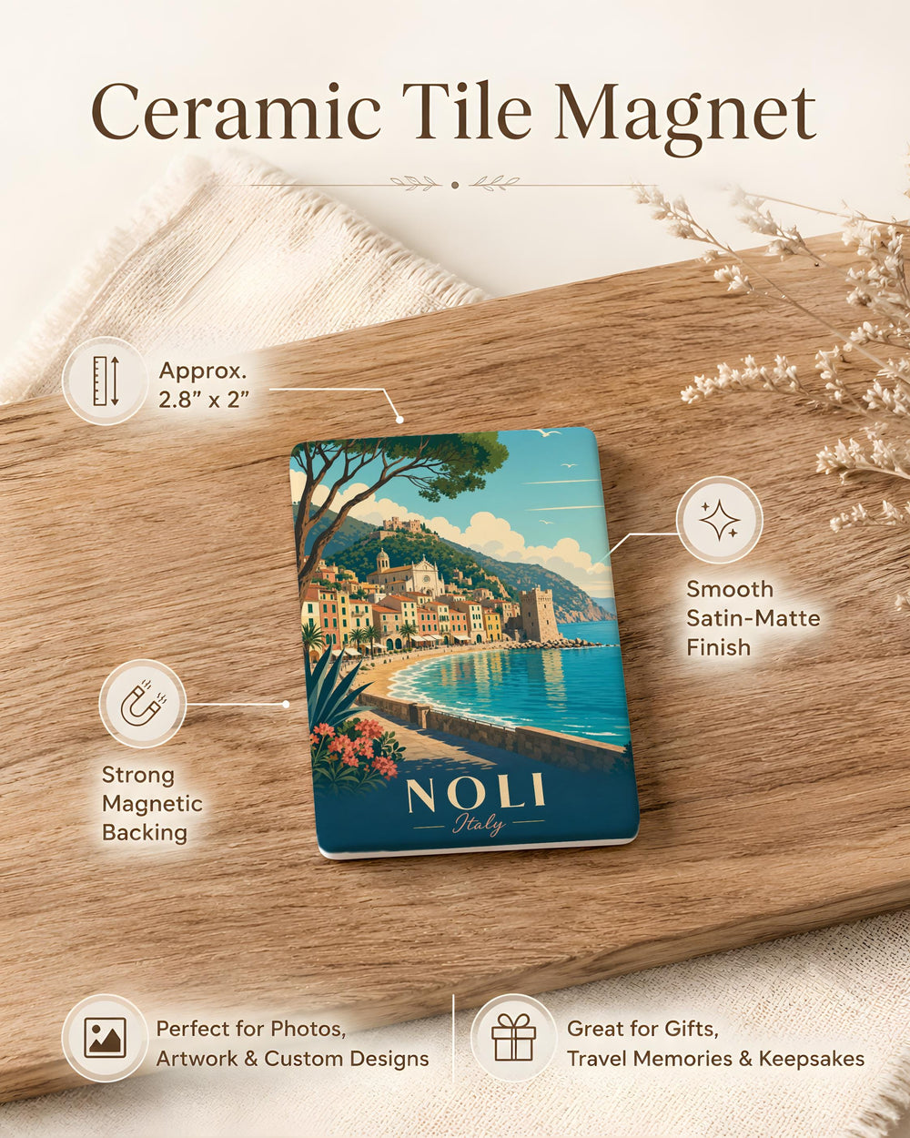 Noli Italy Fridge Magnet, Noli Liguria Souvenir Magnet, Italian Riviera Coastal Town Travel Gift, Italy Vacation Keepsake