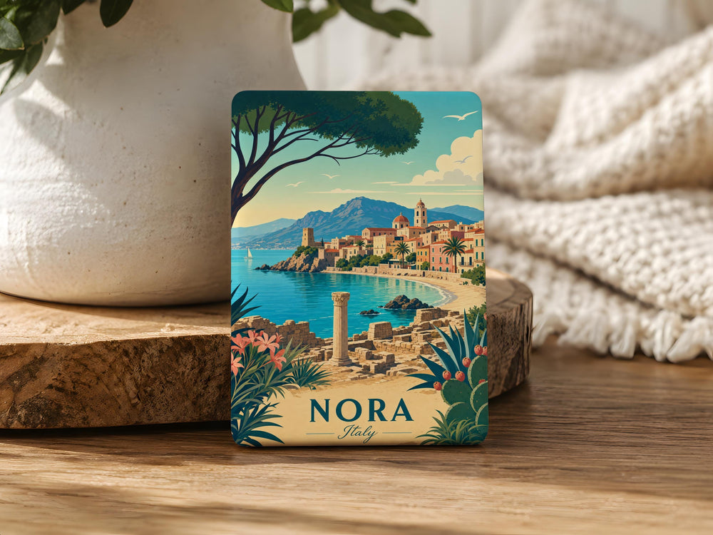 Nora Italy Fridge Magnet, Italian Travel Souvenir Magnet, Italy Landmark Keepsake, Nora Sardinia Destination Magnet
