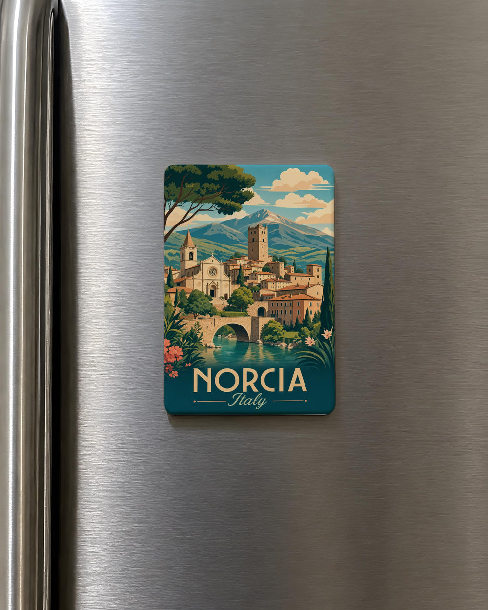 Norcia Italy Fridge Magnet, Norcia Souvenir Magnet, Umbria Travel Keepsake, Italian Town Landmark Magnet, Italy Vacation Gift