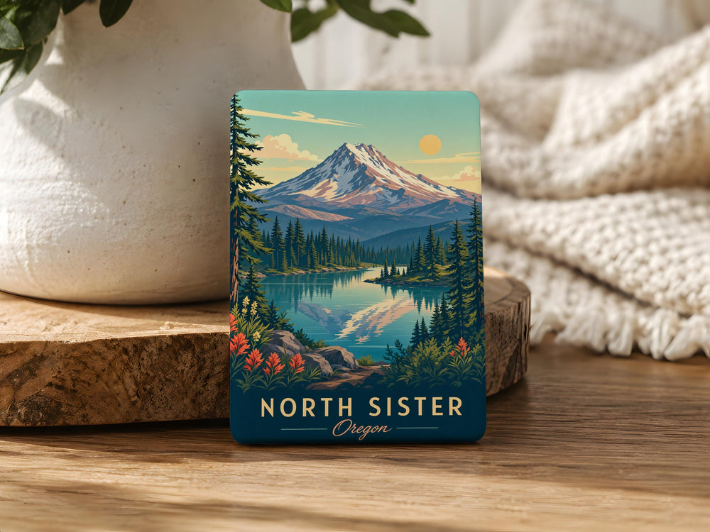 North Sister Oregon Fridge Magnet, Cascade Range Mountain Peak Souvenir, Central Oregon Travel Gift