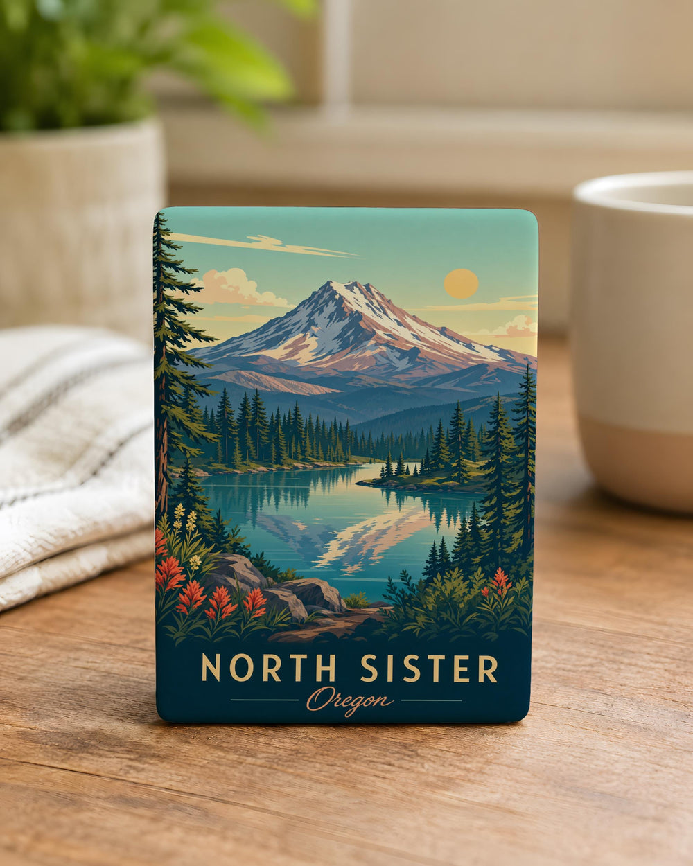 North Sister Oregon Fridge Magnet, Cascade Range Mountain Peak Souvenir, Central Oregon Travel Gift